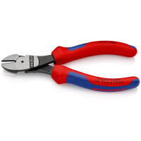 KNIPEX 74 02 160 Kraft-Seitenschneider mit Mehrkomponenten-Hüllen schwarz atramentiert 160 mm