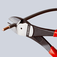 KNIPEX 74 02 160 Kraft-Seitenschneider mit Mehrkomponenten-Hüllen schwarz atramentiert 160 mm