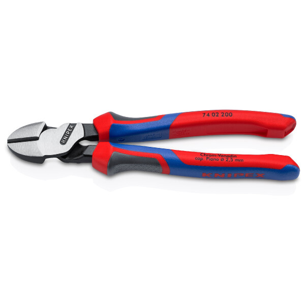 KNIPEX 74 02 200 Kraft-Seitenschneider mit Comfort-Griffen schwarz atramentiert 200 mm