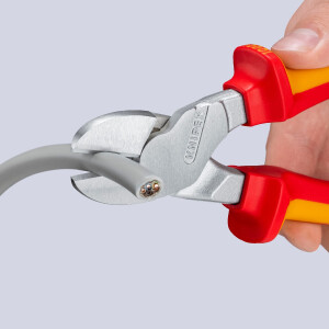 KNIPEX 74 06 250 Kraft-Seitenschneider isoliert mit Mehrkomponenten-Hüllen, VDE-geprüft verchromt 250 mm