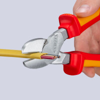 KNIPEX 74 06 250 Kraft-Seitenschneider isoliert mit Mehrkomponenten-Hüllen, VDE-geprüft verchromt 250 mm