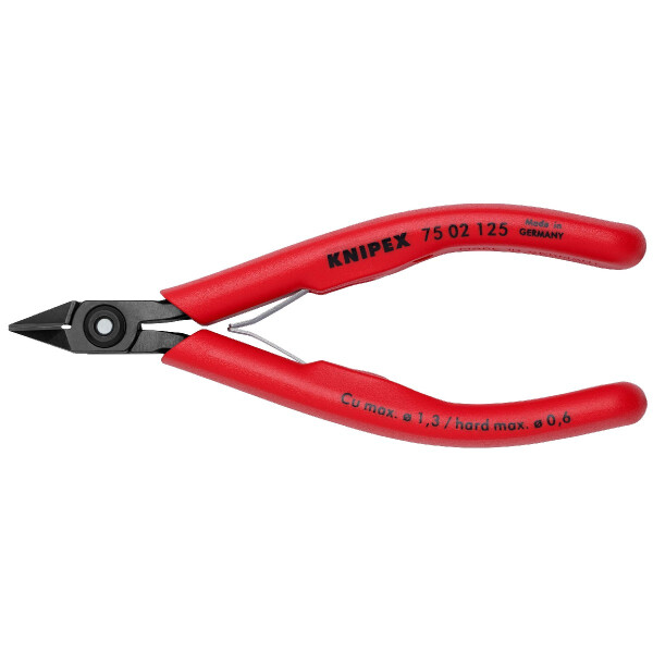 KNIPEX 75 02 125 Elektronik-Seitenschneider mit Kunststoff-Hüllen brüniert 125 mm