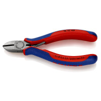 KNIPEX 76 12 125 Seitenschneider für Elektromechaniker mit Mehrkomponenten-Hüllen schwarz atramentiert 125 mm