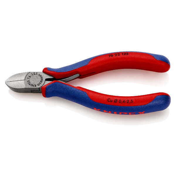 KNIPEX 76 22 125 Seitenschneider für Elektromechaniker mit Mehrkomponenten-Hüllen schwarz atramentiert 125 mm