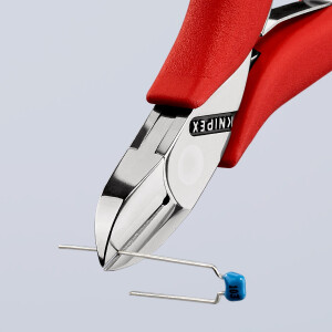 KNIPEX 77 01 115 Elektronik-Seitenschneider mit durchgestecktem Gelenk mit rutschhemmenden Kunststoff-Hüllen 115 mm
