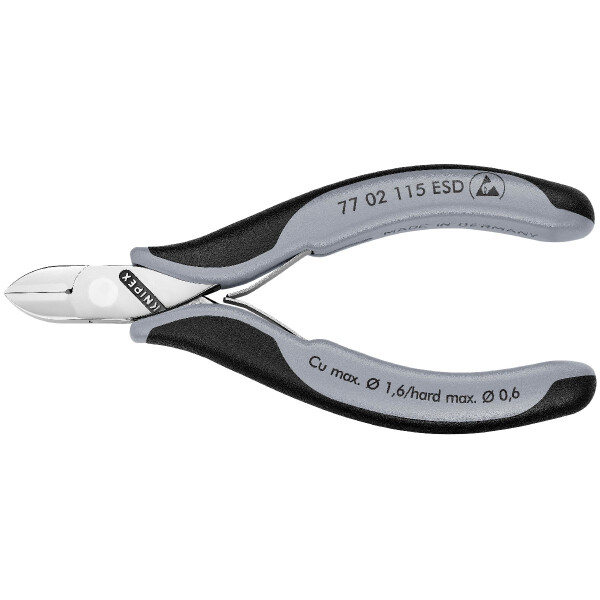 KNIPEX 77 02 115 ESD Elektronik-Seitenschneider ESD mit durchgestecktem Gelenk mit Mehrkomponenten-Hüllen 117 mm