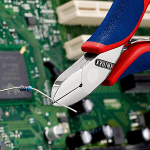 KNIPEX 77 02 115 SB Elektronik-Seitenschneider mit durchgestecktem Gelenk mit Mehrkomponenten-Hüllen 115 mm