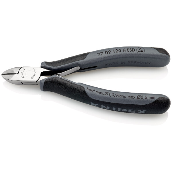 KNIPEX 77 02 120 H ESD Elektronik-Seitenschneider mit eingesetzter Hartmetallschneide ESD mit Mehrkomponenten-Hüllen 120 mm