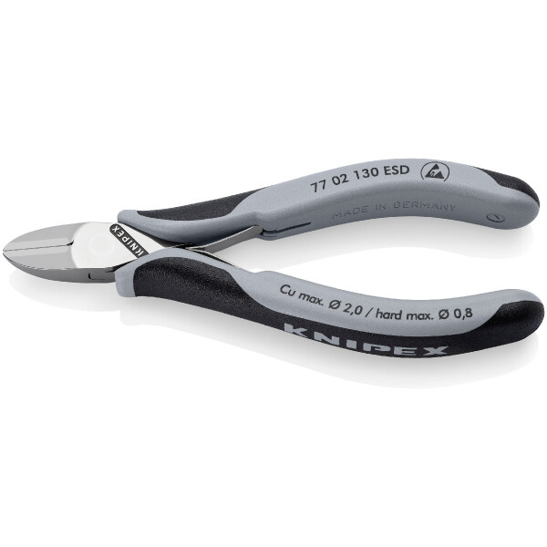 KNIPEX 77 02 130 ESD Elektronik-Seitenschneider ESD mit durchgestecktem Gelenk mit Mehrkomponenten-Hüllen 130 mm