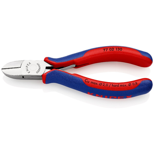 KNIPEX 77 02 130 SB Elektronik-Seitenschneider mit durchgestecktem Gelenk mit Mehrkomponenten-Hüllen 130 mm