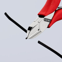 KNIPEX 77 11 115 Elektronik-Seitenschneider mit durchgestecktem Gelenk mit rutschhemmenden Kunststoff-Hüllen 115 mm