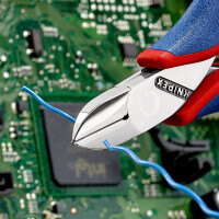 KNIPEX 77 12 115 Elektronik-Seitenschneider mit durchgestecktem Gelenk mit Mehrkomponenten-Hüllen 115 mm