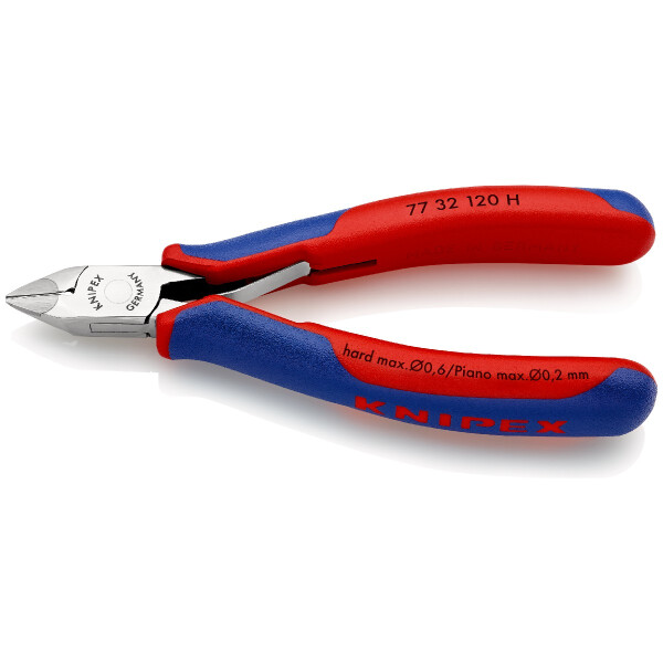 KNIPEX 77 32 120 H Elektronik-Seitenschneider mit eingesetzter Hartmetallschneide mit Mehrkomponenten-Hüllen 120 mm