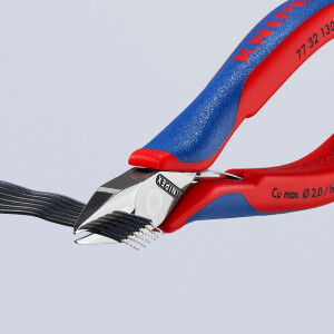 KNIPEX 77 32 130 Elektronik-Seitenschneider mit durchgestecktem Gelenk mit Mehrkomponenten-Hüllen 130 mm