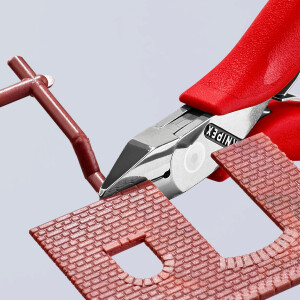 KNIPEX 77 41 115 Elektronik-Seitenschneider mit durchgestecktem Gelenk mit rutschhemmenden Kunststoff-Hüllen 115 mm