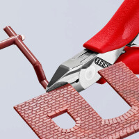 KNIPEX 77 41 115 Elektronik-Seitenschneider mit durchgestecktem Gelenk mit rutschhemmenden Kunststoff-Hüllen 115 mm