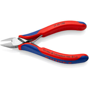 KNIPEX 77 42 130 Elektronik-Seitenschneider mit durchgestecktem Gelenk mit Mehrkomponenten-Hüllen 130 mm