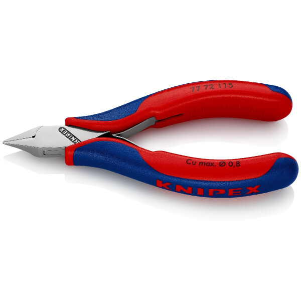 KNIPEX 77 72 115 SB Elektronik-Seitenschneider mit durchgestecktem Gelenk mit Mehrkomponenten-Hüllen 115 mm