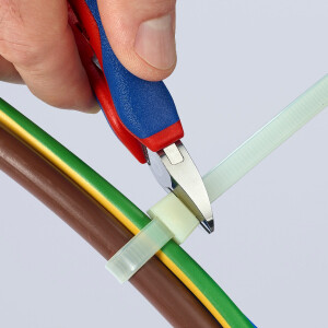 KNIPEX 77 82 130 Elektronik-Seitenschneider mit durchgestecktem Gelenk mit Mehrkomponenten-Hüllen 130 mm