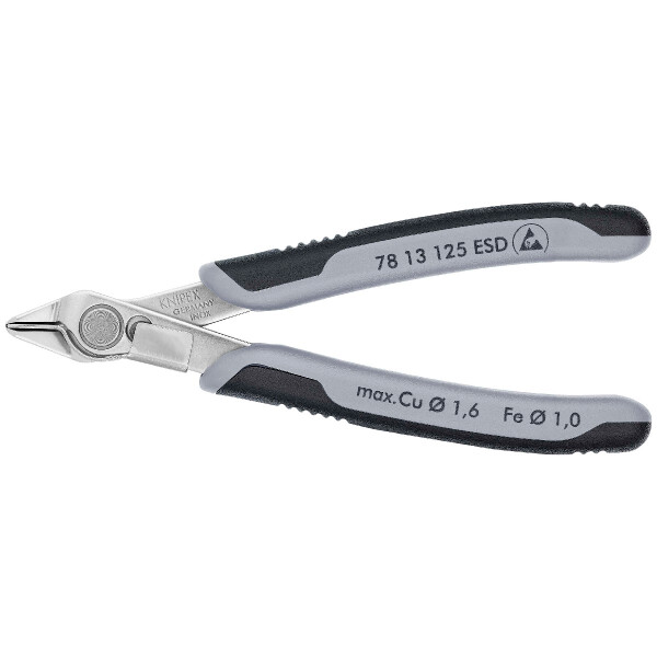 KNIPEX 78 13 125 ESD Electronic Super Knips® ESD mit Mehrkomponenten-Hüllen 125 mm