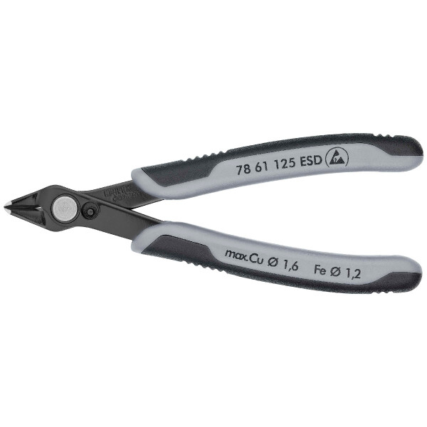 KNIPEX 78 61 125 ESD Electronic Super Knips® ESD mit Mehrkomponenten-Hüllen brüniert 125 mm