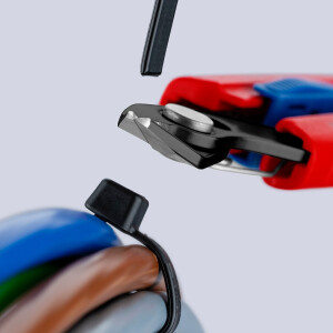 KNIPEX 78 61 150 V01 Slim Knips im Werkzeugholster Komfortabel transportieren, Schneiden auch in tiefen, engen Bauräumen schlagfestes Kunststoffgehäuse schwarz atramentiert 158 mm