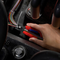 KNIPEX 78 61 150 V01 Slim Knips im Werkzeugholster Komfortabel transportieren, Schneiden auch in tiefen, engen Bauräumen schlagfestes Kunststoffgehäuse schwarz atramentiert 158 mm
