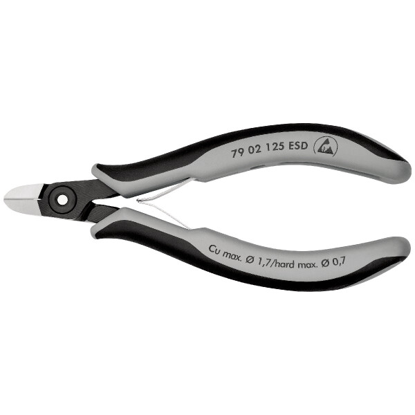KNIPEX 79 02 125 ESD Präzisions-Elektronik-Seitenschneider ESD mit Mehrkomponenten-Hüllen brüniert 125 mm