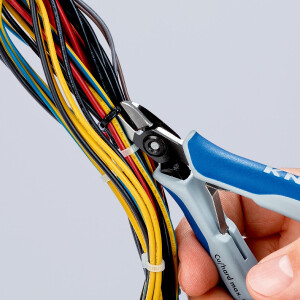 KNIPEX 79 02 125 S1 Präzisions-Elektronik-Seitenschneider z. B. zum Öffnen von Kunststoff-Kabelverbindern mit Mehrkomponenten-Hüllen brüniert 125 mm
