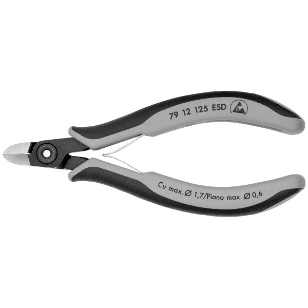 KNIPEX 79 12 125 ESD Präzisions-Elektronik-Seitenschneider ESD mit Mehrkomponenten-Hüllen brüniert 125 mm