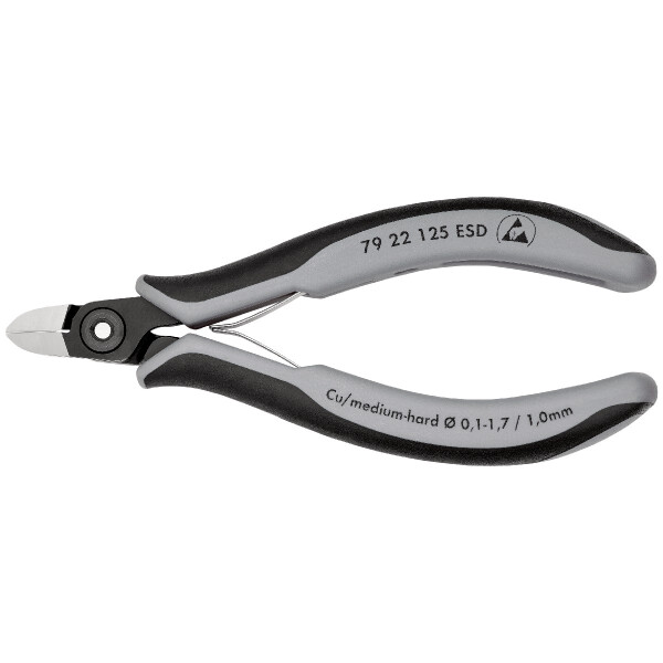 KNIPEX 79 22 125 ESD Präzisions-Elektronik-Seitenschneider ESD mit Mehrkomponenten-Hüllen brüniert 125 mm