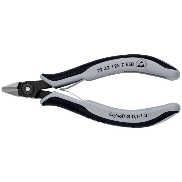 KNIPEX 79 42 125 Z ESD Präzisions-Elektronik-Seitenschneider ESD mit Mehrkomponenten-Hüllen brüniert 125 mm