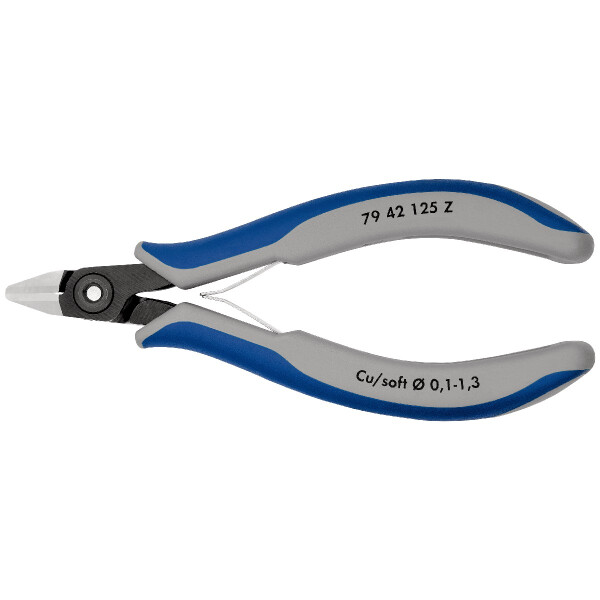 KNIPEX 79 42 125 Z Präzisions-Elektronik-Seitenschneider mit Mehrkomponenten-Hüllen brüniert 125 mm
