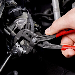 KNIPEX 85 51 180 A Federbandschellenzange mit rutschhemmendem Kunststoff überzogen grau atramentiert 180 mm