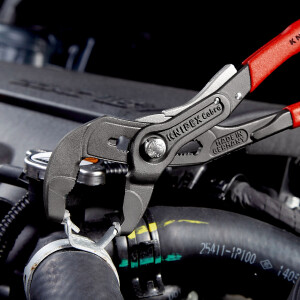 KNIPEX 85 51 250 AF Federbandschellenzange mit Feststeller mit rutschhemmendem Kunststoff überzogen grau atramentiert 250 mm
