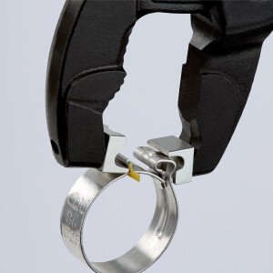 KNIPEX 85 51 250 C SB Schlauchschellenzange für Click-Schellen mit rutschhemmendem Kunststoff überzogen grau atramentiert 250 mm