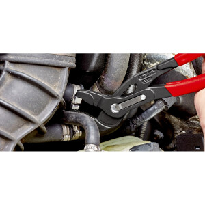 KNIPEX 85 51 250 C SB Schlauchschellenzange für Click-Schellen mit rutschhemmendem Kunststoff überzogen grau atramentiert 250 mm