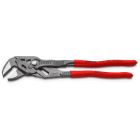 KNIPEX 86 01 250 SB Zangenschlüssel Zange und Schraubenschlüssel in einem Werkzeug mit rutschhemmendem Kunststoff überzogen grau atramentiert 250 mm
