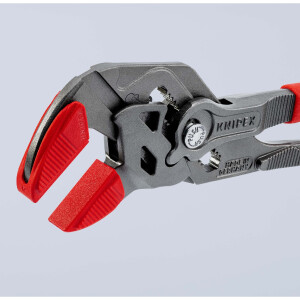 KNIPEX 86 01 250 Zangenschlüssel Zange und Schraubenschlüssel in einem Werkzeug mit rutschhemmendem Kunststoff überzogen grau atramentiert 250 mm