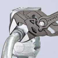 KNIPEX 86 01 250 Zangenschlüssel Zange und Schraubenschlüssel in einem Werkzeug mit rutschhemmendem Kunststoff überzogen grau atramentiert 250 mm