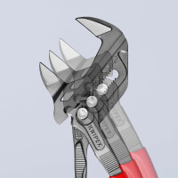 KNIPEX 86 01 250 Zangenschlüssel Zange und Schraubenschlüssel in einem Werkzeug mit rutschhemmendem Kunststoff überzogen grau atramentiert 250 mm