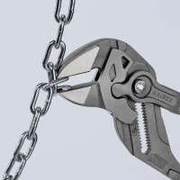 KNIPEX 86 01 300 Zangenschlüssel Zange und Schraubenschlüssel in einem Werkzeug mit rutschhemmendem Kunststoff überzogen grau atramentiert 300 mm