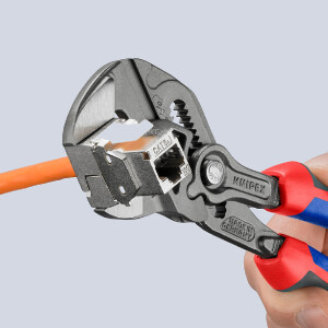 KNIPEX 86 02 180 Zangenschlüssel Zange und Schraubenschlüssel in einem Werkzeug mit Comfort-Griffen grau atramentiert 180 mm