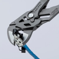 KNIPEX 86 02 250 SB Zangenschlüssel Zange und Schraubenschlüssel in einem Werkzeug mit Mehrkomponenten-Hüllen grau atramentiert 250 mm