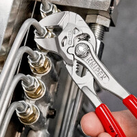 KNIPEX 86 03 125 Mini-Zangenschlüssel Zange und Schraubenschlüssel in einem Werkzeug mit Kunststoff überzogen verchromt 125 mm
