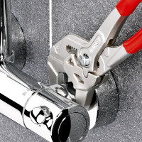 KNIPEX 86 03 150 SB Zangenschlüssel Zange und Schraubenschlüssel in einem Werkzeug mit Kunststoff überzogen verchromt 150 mm
