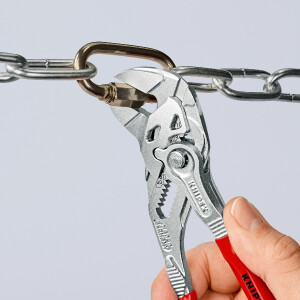 KNIPEX 86 03 180 Zangenschlüssel Zange und Schraubenschlüssel in einem Werkzeug mit Kunststoff überzogen verchromt 180 mm