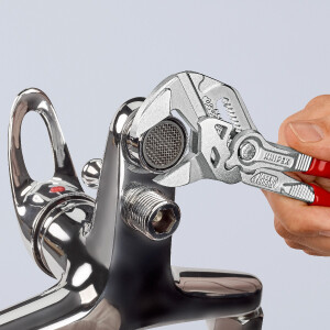KNIPEX 86 03 180 Zangenschlüssel Zange und Schraubenschlüssel in einem Werkzeug mit Kunststoff überzogen verchromt 180 mm