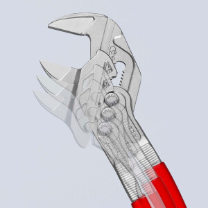 KNIPEX 86 03 250 SB Zangenschlüssel Zange und Schraubenschlüssel in einem Werkzeug mit Kunststoff überzogen verchromt