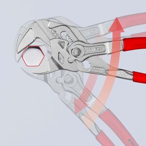 KNIPEX 86 03 250 SB Zangenschlüssel Zange und Schraubenschlüssel in einem Werkzeug mit Kunststoff überzogen verchromt